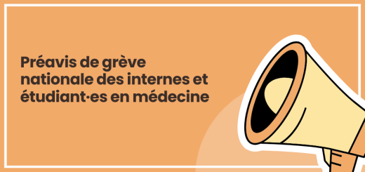 Bannière Préavis de grève nationale des internes et étudiant·es en médecine